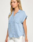 TENCEL SHORT SLEEVE BUTTON UP SHIRT