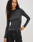 JOELLE BRUSHED TISSUE JERSEY DRAPED TOP