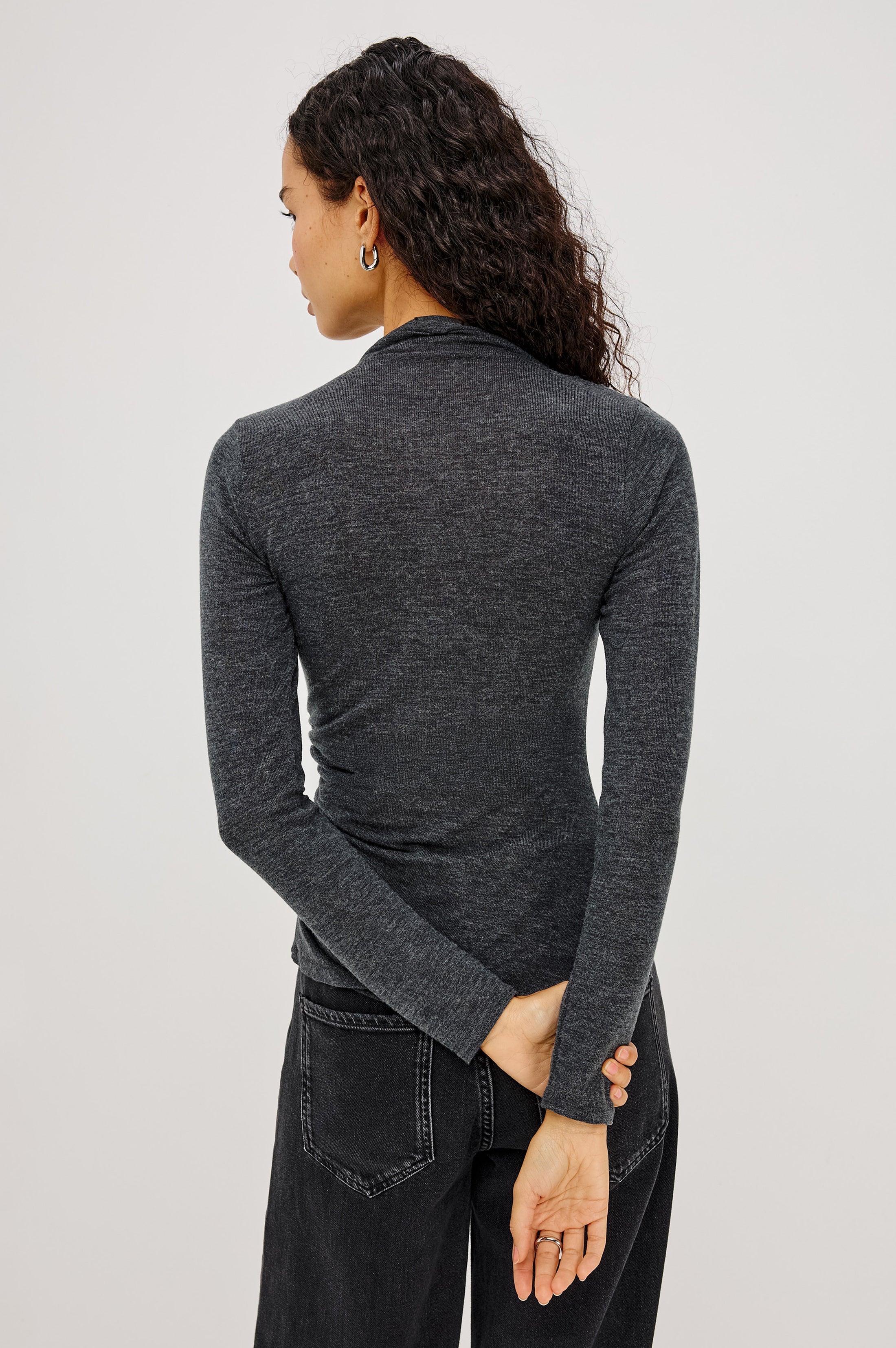 JOELLE BRUSHED TISSUE JERSEY DRAPED TOP