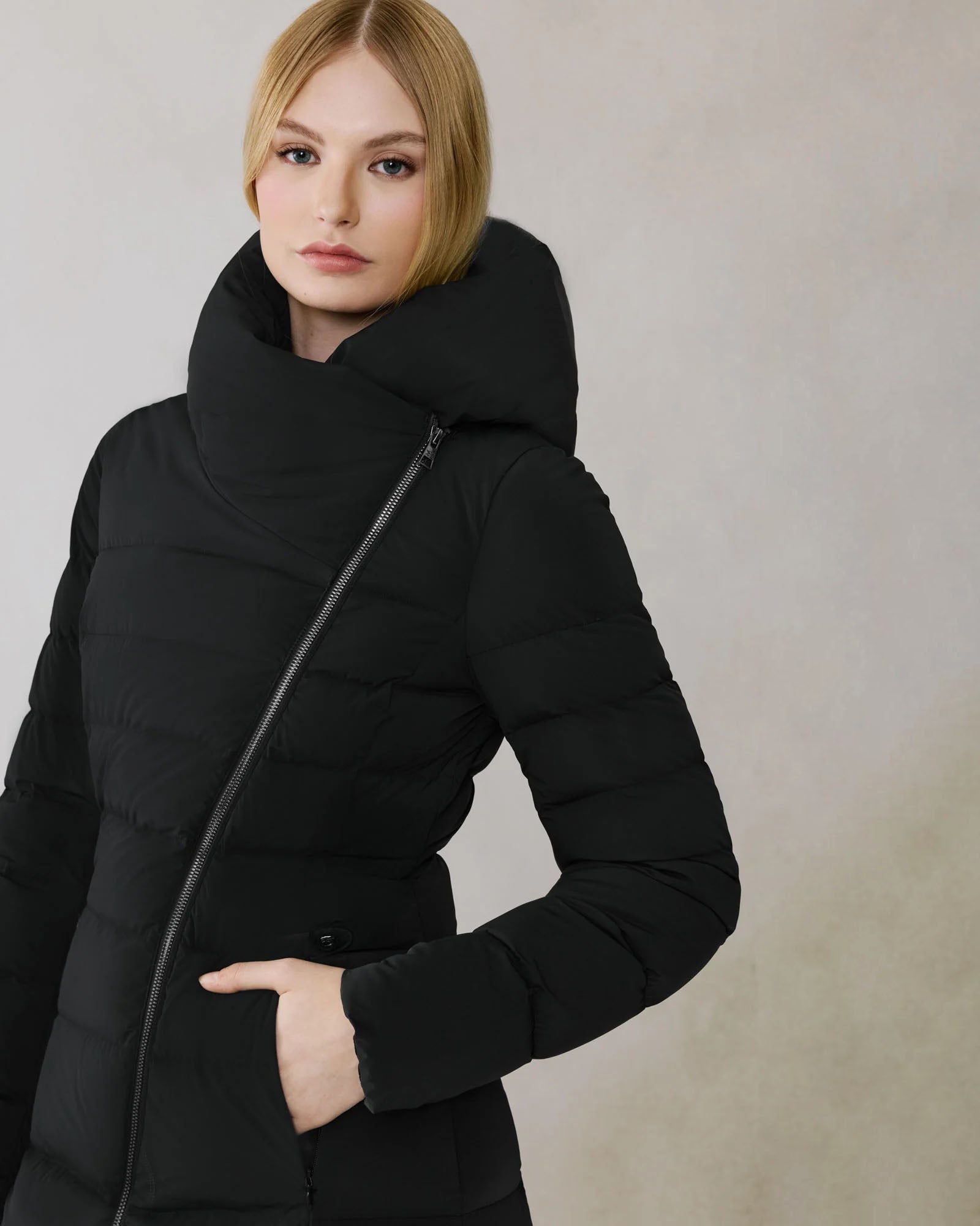 *COMING SOON* JUDY-L ASYMMETRIC STRETCH DOWN MAXI COAT