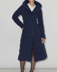JUDY-L ASYMMETRIC STRETCH DOWN MAXI COAT