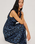 LILITH MIDNIGHT FLORAL V-NECK DRESS