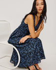 LILITH MIDNIGHT FLORAL V-NECK DRESS