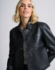 LEFEI RF SNAP FRONT BONDED LEATHER JACKET