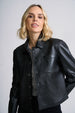 LEFEI RF SNAP FRONT BONDED LEATHER JACKET