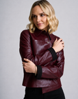 LEFEI RF SNAP FRONT BONDED LEATHER JACKET