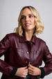 LEFEI RF SNAP FRONT BONDED LEATHER JACKET