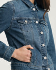 SAMANTHA DARK BRUSHED FLEX BLUE JEAN JACKET
