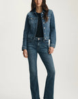 SAMANTHA DARK BRUSHED FLEX BLUE JEAN JACKET
