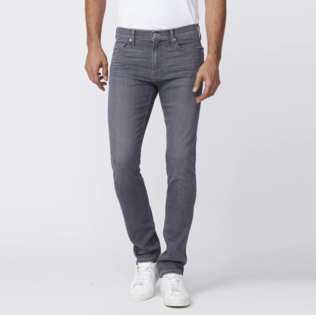 waist down front view of the lennox skinny fit jean from Paige in mickells grey