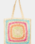 MULTICOLOUR CROCHET STRAW TOTE