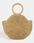 RING HANDLE STRAW HANDBAG