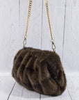 FAUX FUR RUCHED HANDBAG