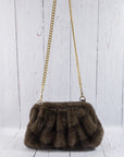 FAUX FUR RUCHED HANDBAG