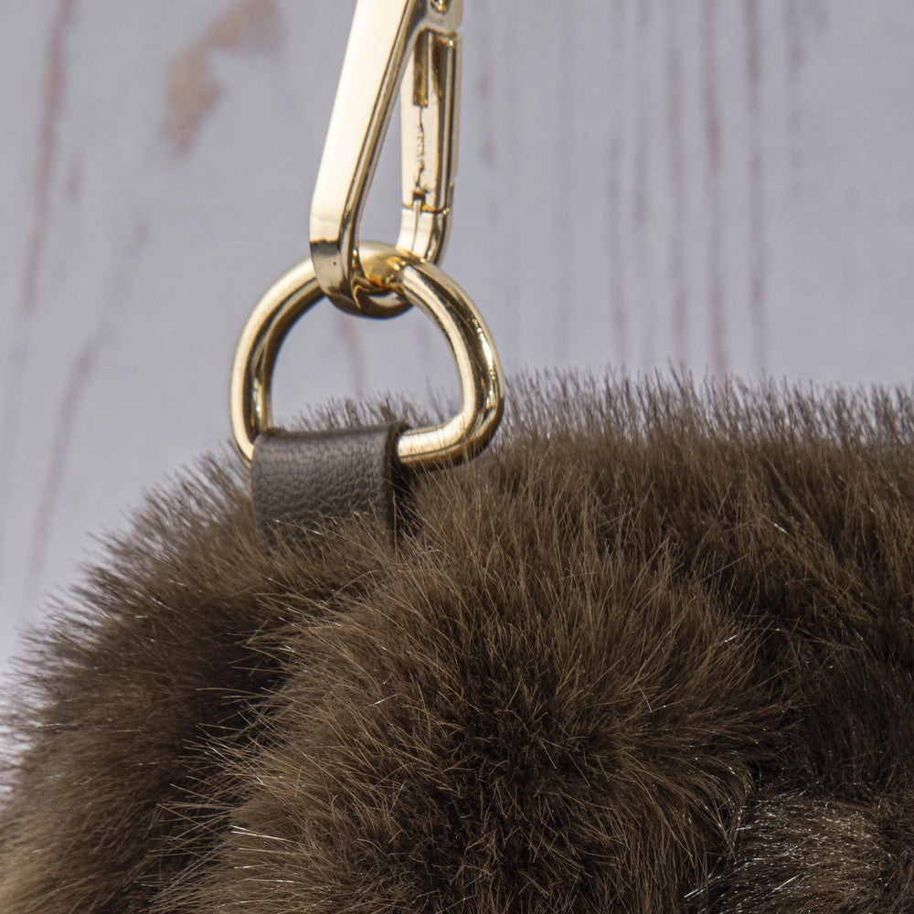 FAUX FUR RUCHED HANDBAG