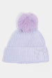 RHINESTONE BOW TOQUE WITH FAUX FUR POMPOM