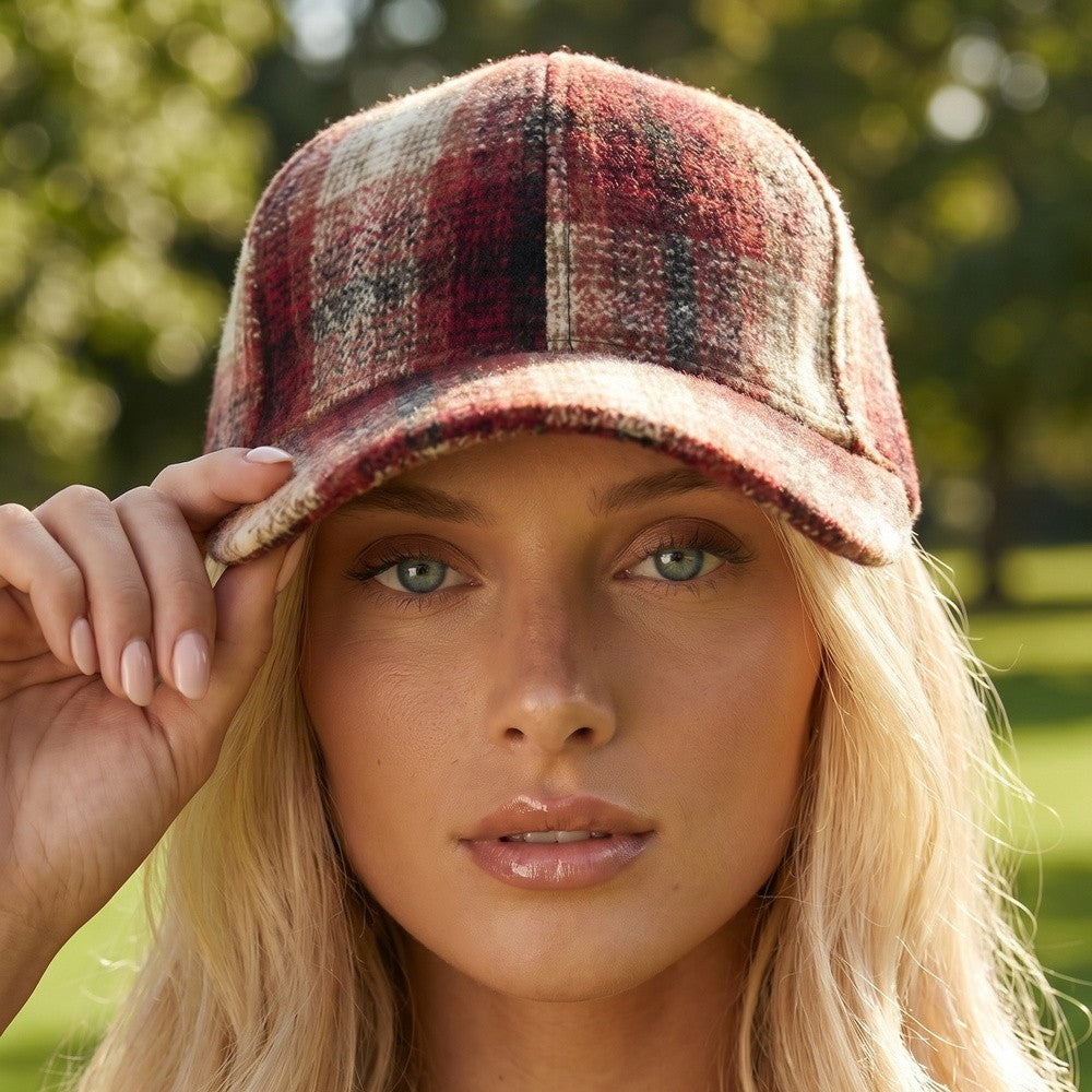 PLAID BALL CAP