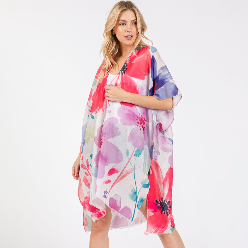 WATERCOLOUR FLORAL OPEN WRAP