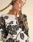 FLORAL 1/2 ZIP SWEATER