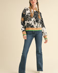 FLORAL 1/2 ZIP SWEATER