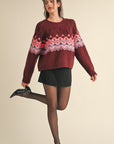 CABLE KNIT FAIR ISLE SWEATER