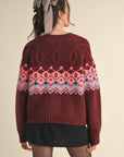 CABLE KNIT FAIR ISLE SWEATER