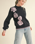 EMBROIDERED FLOWERS SWEATER