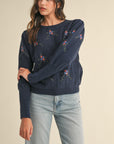 FLORAL EMBROIDERY SWEATER