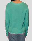 TIPPED SCALLOP SHAKER V-NECK SWEATER