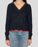 TIPPED SCALLOP SHAKER V-NECK SWEATER