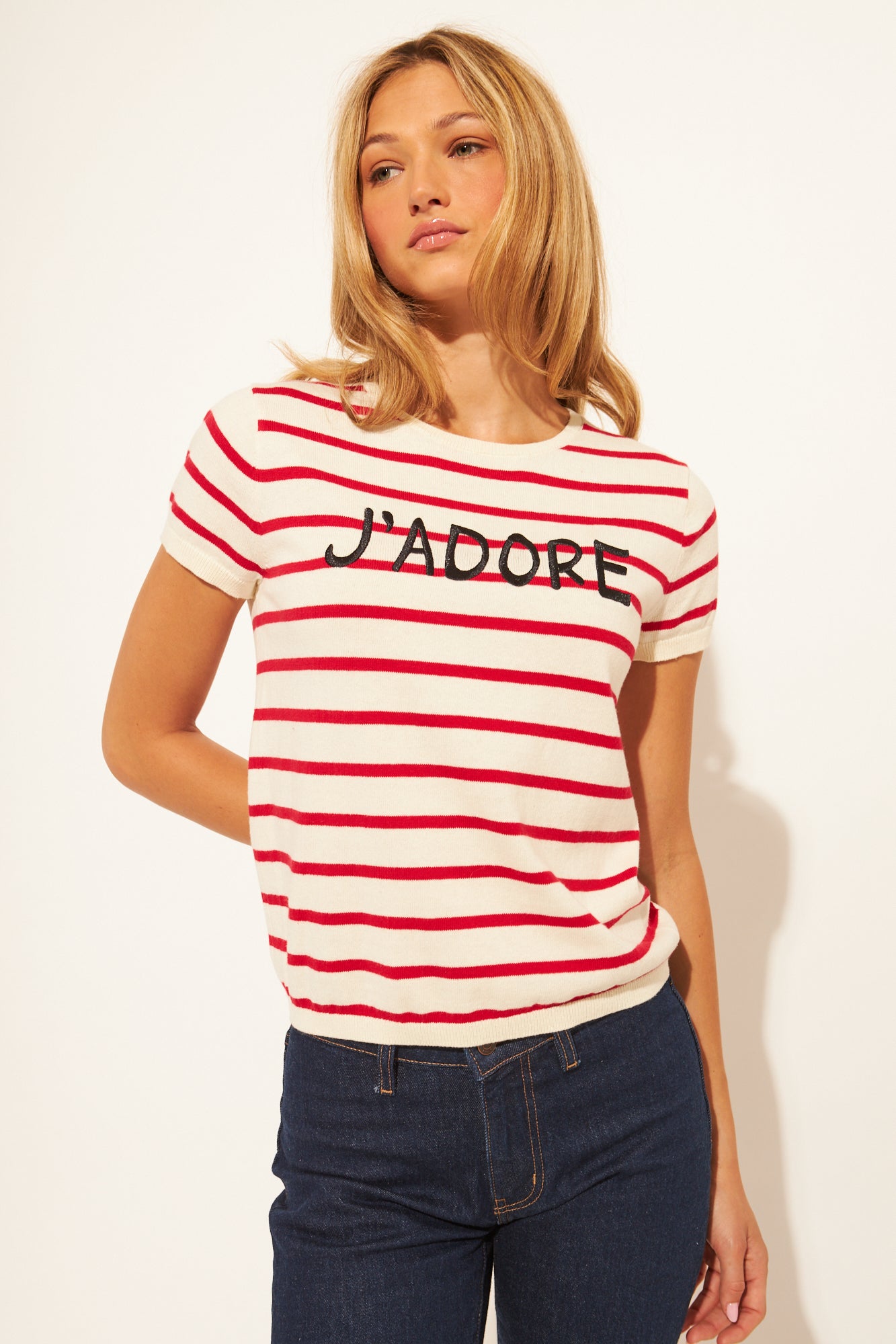 NICOLAS J'ADORE SHORT SLEEVE KNIT TOP