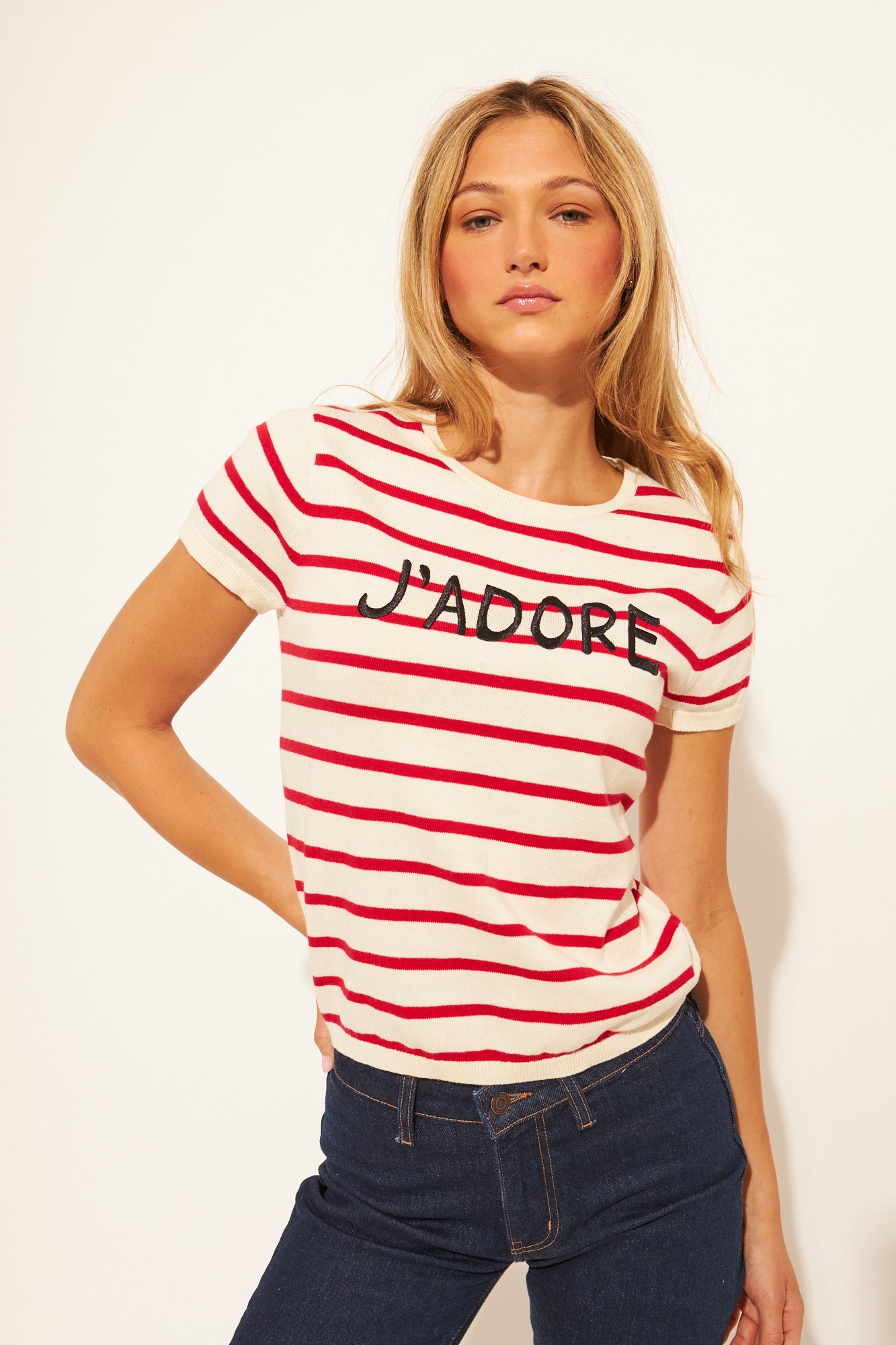 NICOLAS J'ADORE SHORT SLEEVE KNIT TOP