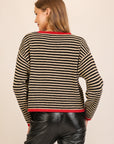 CONTRAST EDGE STRIPED SWEATER