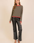 CONTRAST EDGE STRIPED SWEATER