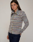 SPACE DYE BASKETWEAVE ZIP FRONT JACKET