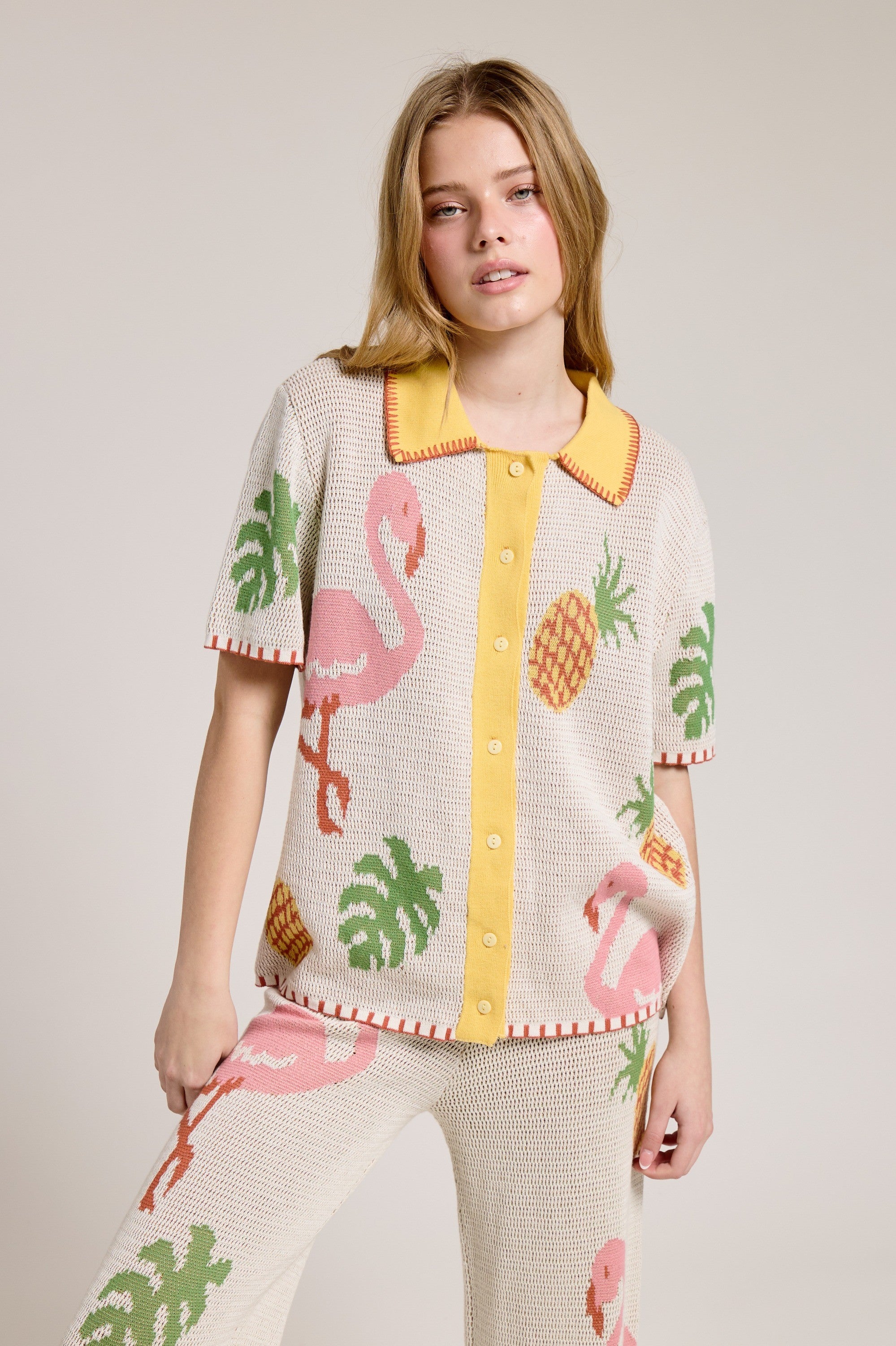 FLAMINGO KNIT POLO