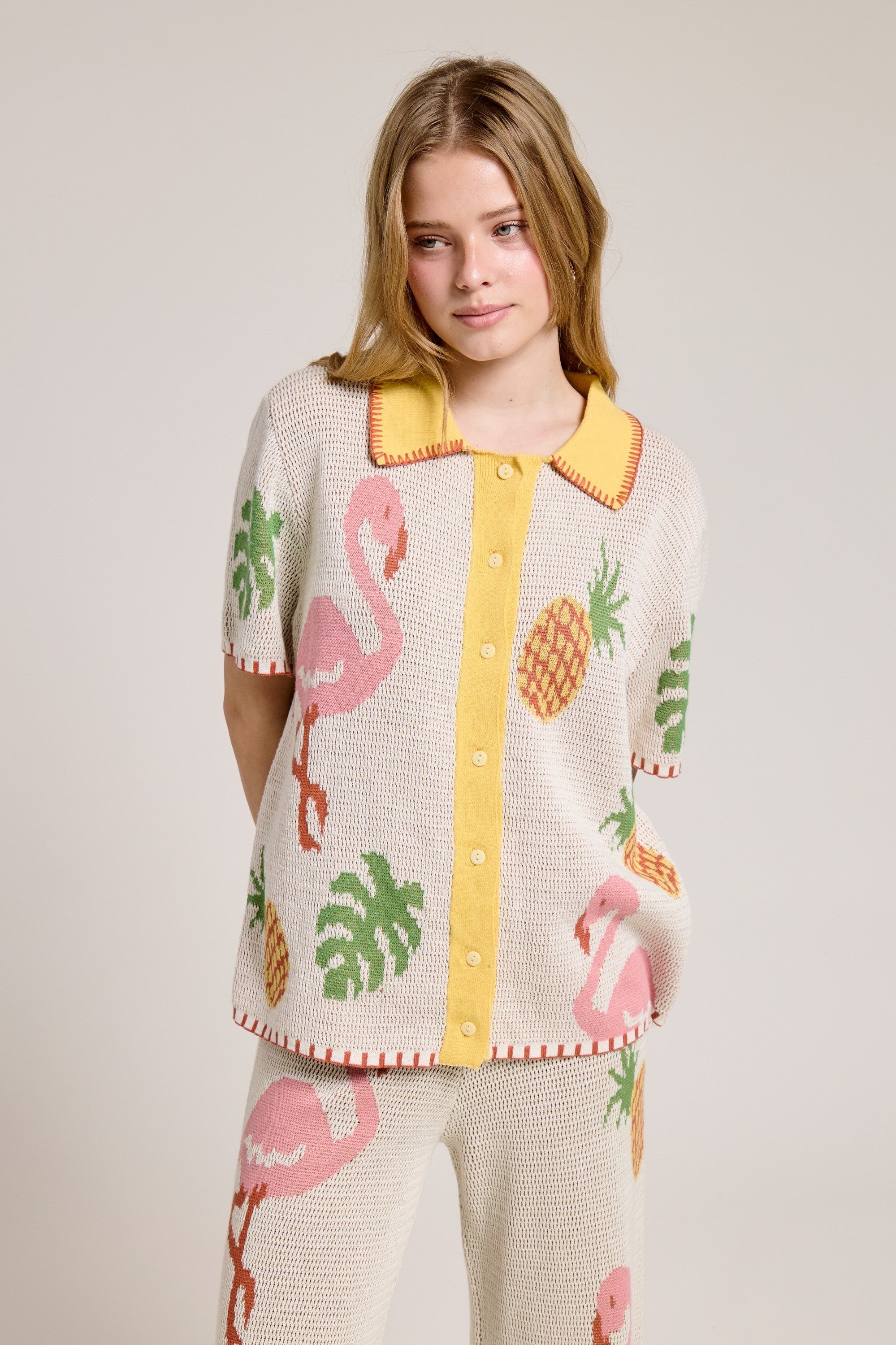 FLAMINGO KNIT POLO