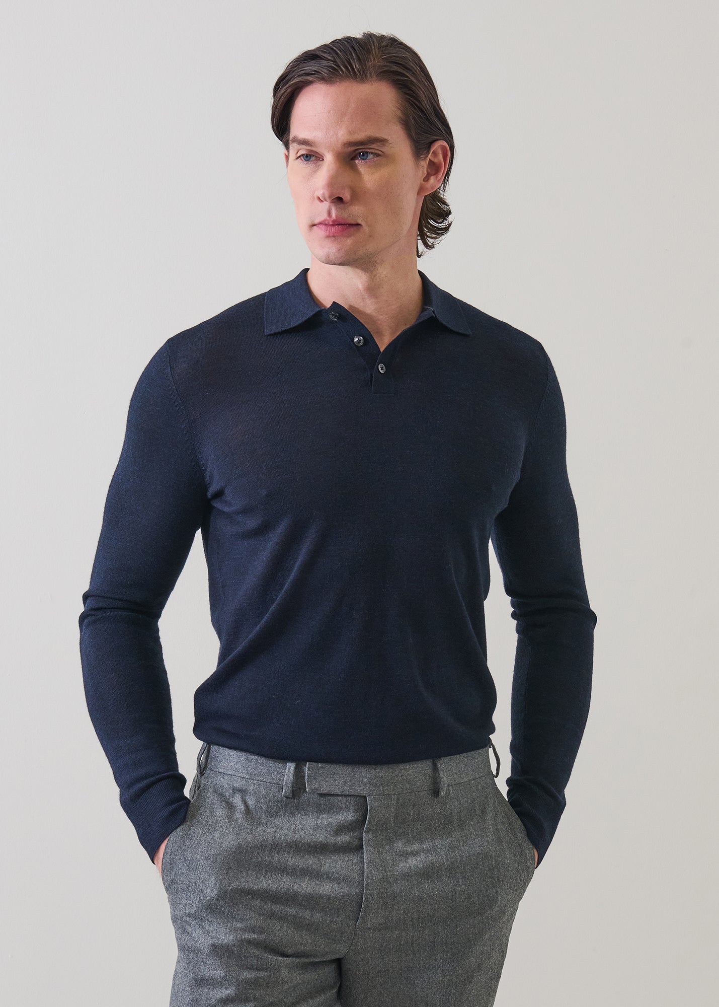 EXTRAFINE MERINO BUTTON POLO