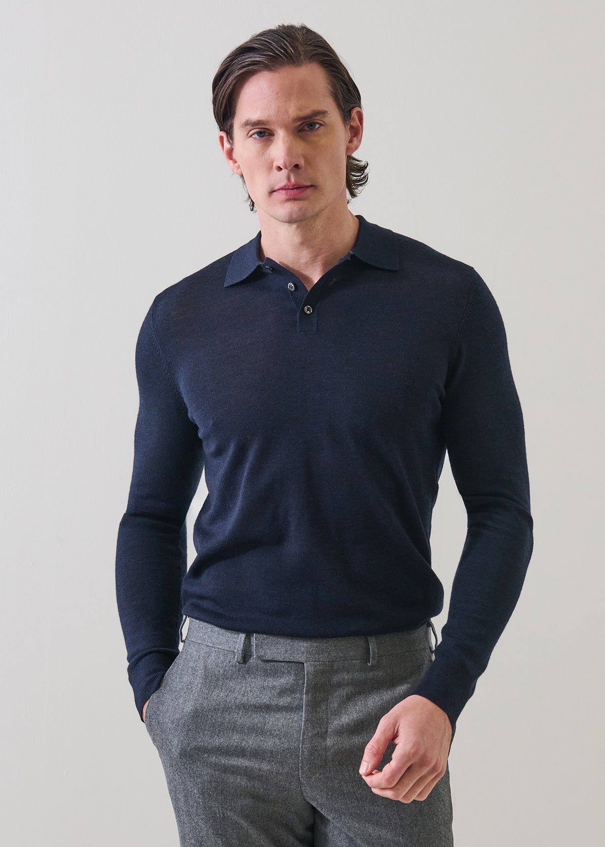 EXTRAFINE MERINO BUTTON POLO
