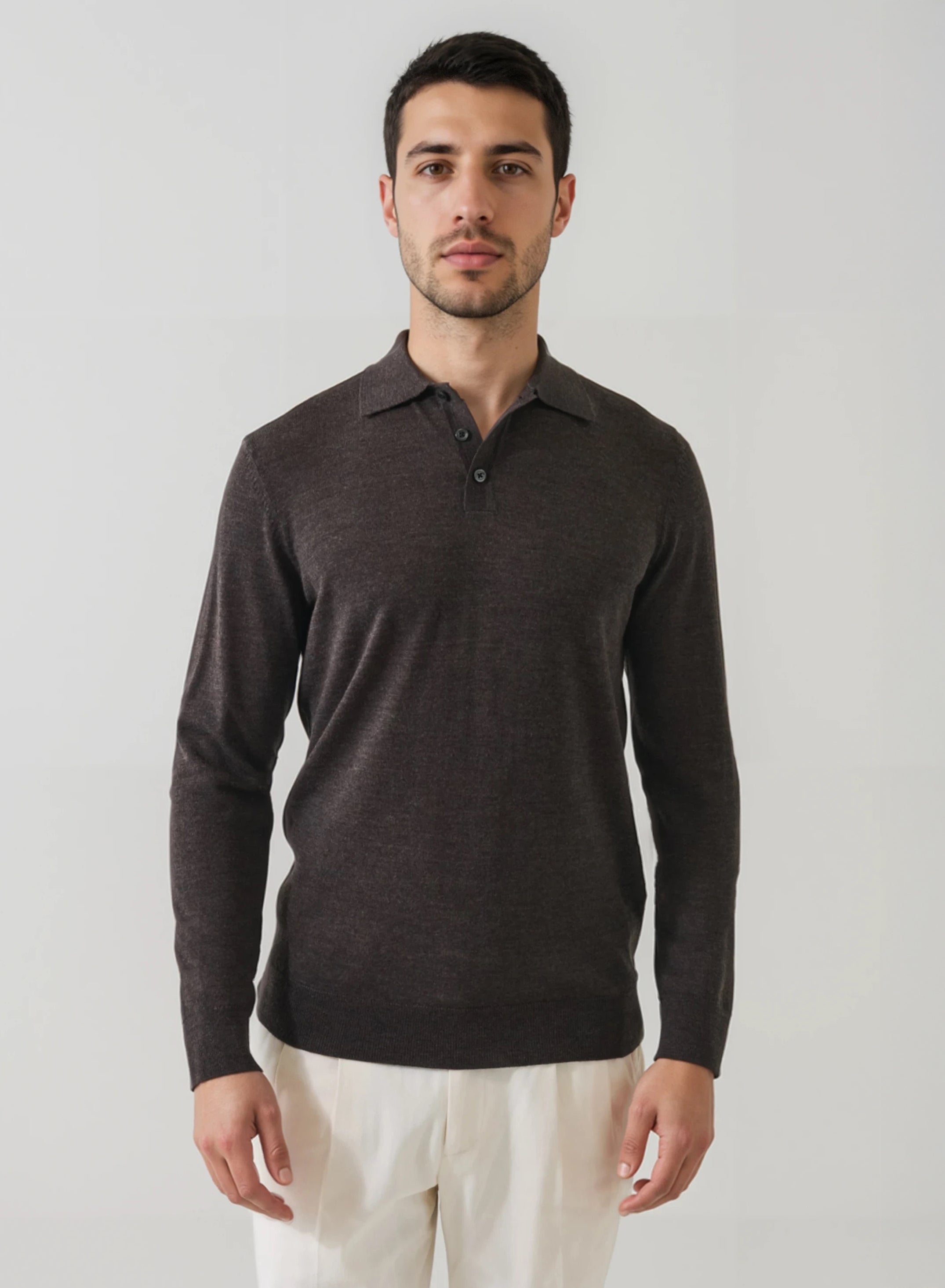 EXTRAFINE MERINO BUTTON POLO