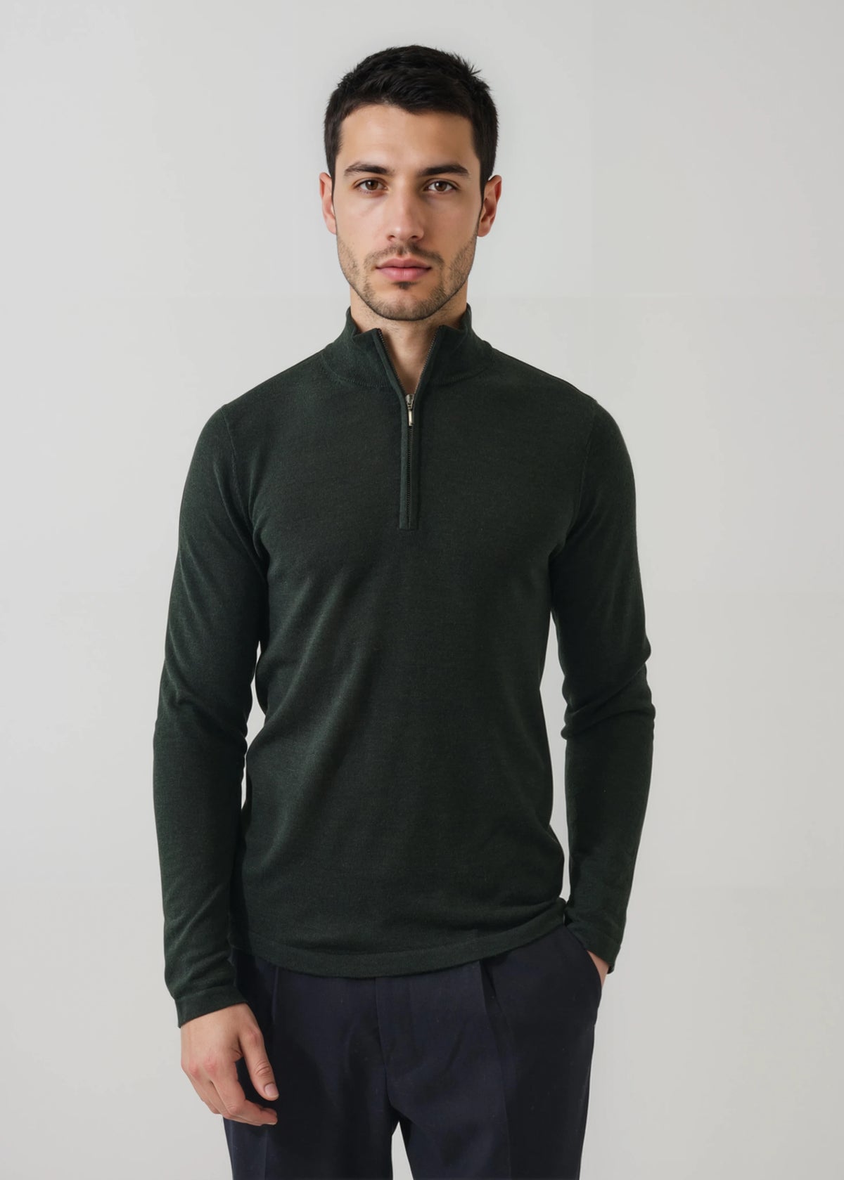 EXTRAFINE MERINO 1/4 ZIP MOCK NECK SWEATER