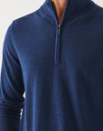 14GG MERINO 1/4 ZIP MOCK NECK SWEATER navy blue, close up of zipper