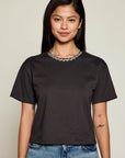 RHINESTONE TRIM TEE
