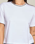 RHINESTONE TRIM TEE