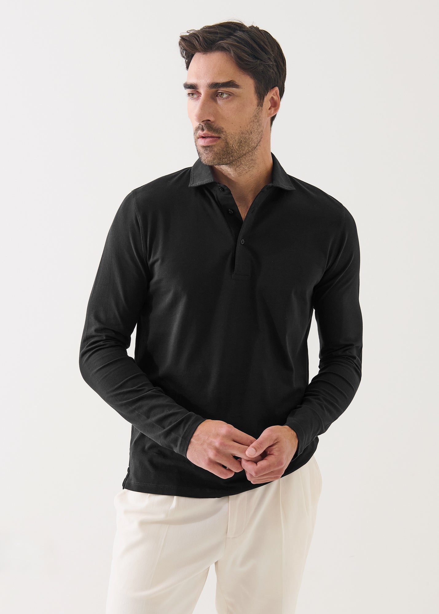 LONG SLEEVE ICONIC PIMA COTTON STRETCH POLO