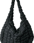 FAUX LEATHER QUILTED TOTE BAG