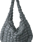 FAUX LEATHER QUILTED TOTE BAG