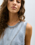 FAUX LEATHER & SUEDE TANK