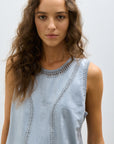FAUX LEATHER & SUEDE TANK