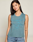 TI AMO FLORAL MUSCLE TANK